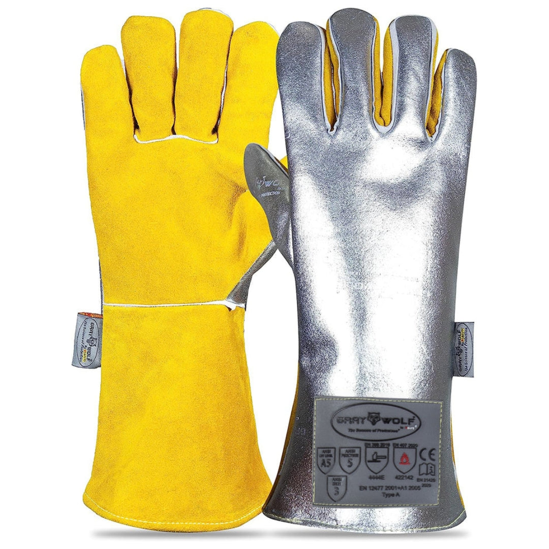 SpecxArmor® Graywolf® Kevlar Aluminized Heat Resistant Welding Glove/Large/1472°F │Fire Gloves│Kevlar Gloves│High Heat │Foundry gloves│