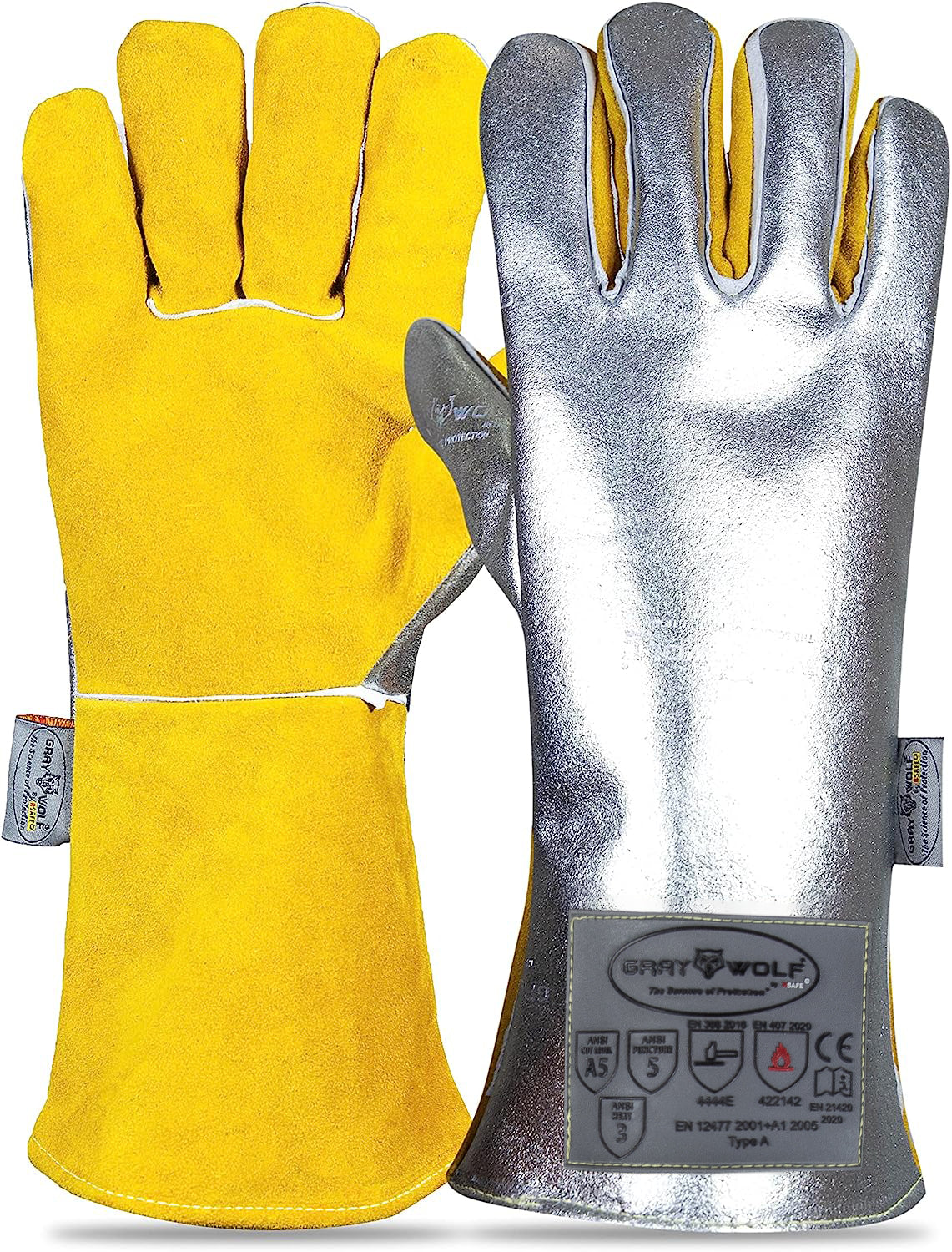 SpecxArmor® Graywolf® Kevlar Aluminized Heat Resistant Welding Glove/Large/1472°F │Fire Gloves│Kevlar Gloves│High Heat │Foundry gloves│