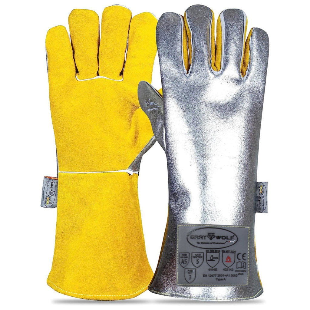 SpecxArmor® Graywolf® Kevlar Aluminized Heat Resistant Welding Glove/Large/1472°F │Fire Gloves│Kevlar Gloves│High Heat │Foundry gloves│