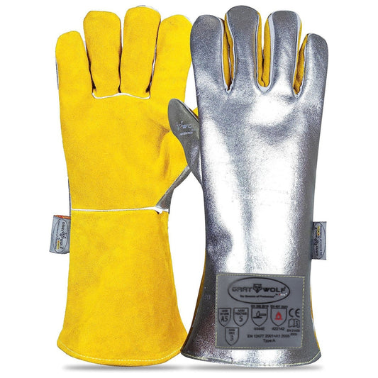 SpecxArmor® Graywolf® Kevlar Aluminized Heat Resistant Welding Glove/Large/1472°F │Fire Gloves│Kevlar Gloves│High Heat Gloves │Foundry Gloves │