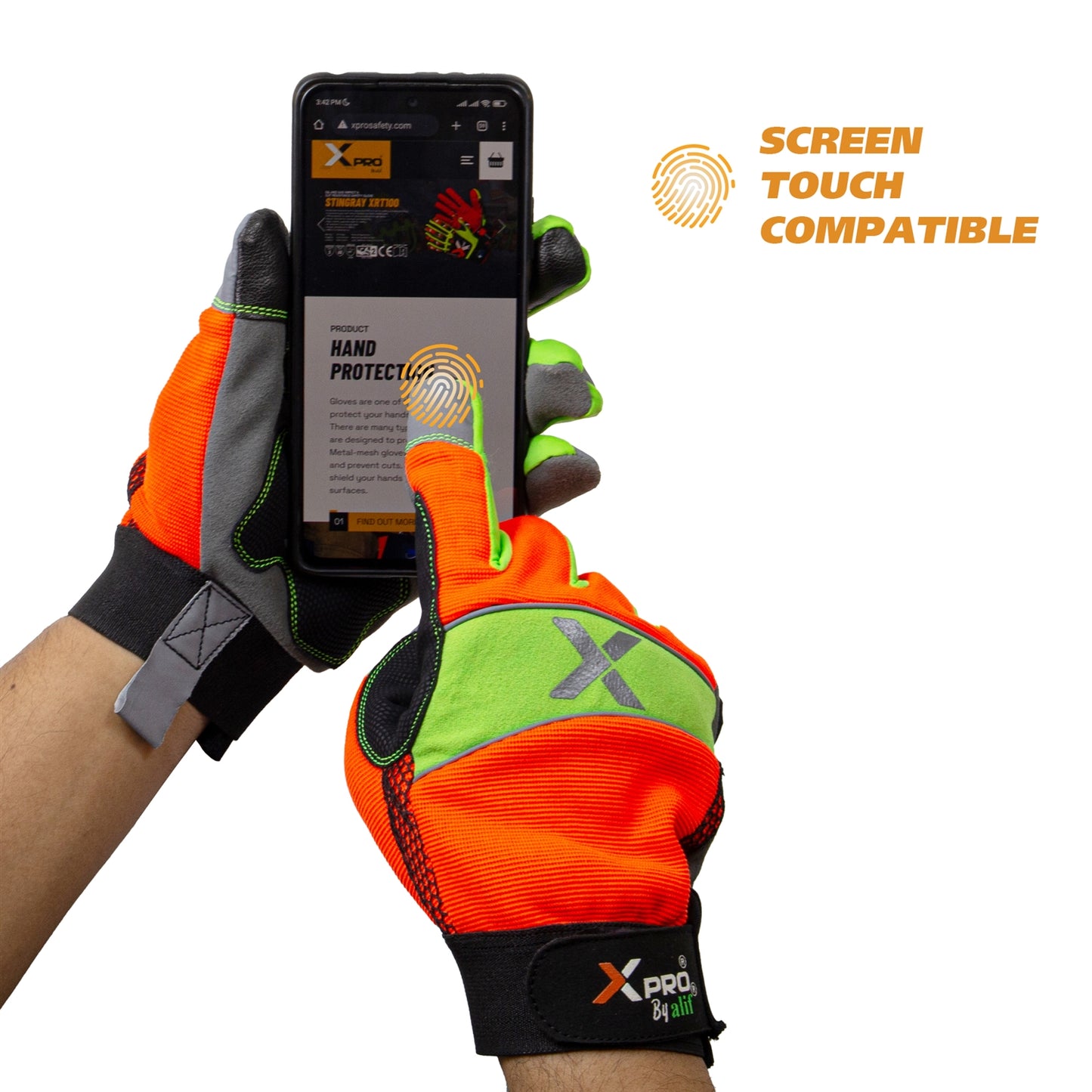XPRO® Hi Viz Reflective Touch Screen Utility Mechanic Gloves