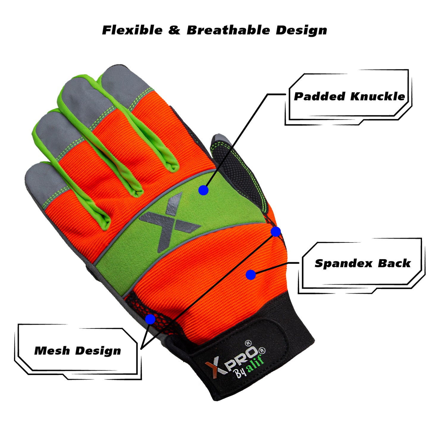 XPRO® Hi Viz Reflective Touch Screen Utility Mechanic Gloves